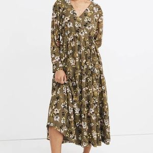 Madewell cute green floral midi dress
